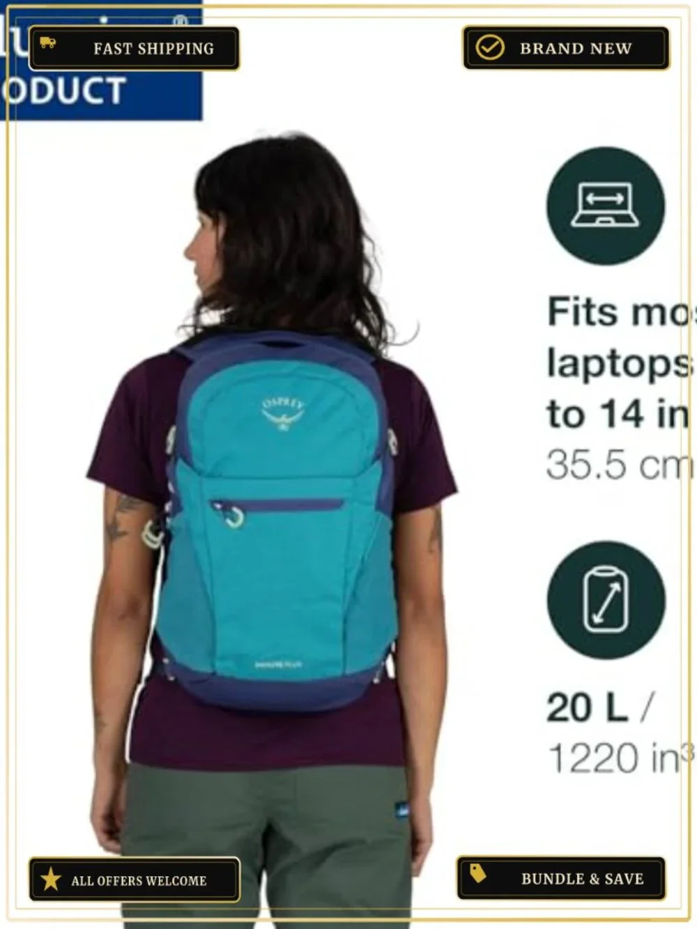 Casual Daypack Backpack with Padded Laptop Sleeve, Lightweight Travel Hiking Bag